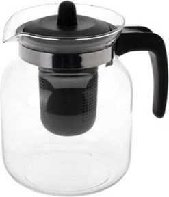 Merkloos Glazen Transparante Theepot 1.5 L Met Zwart Filter - Thee Drinken - Thee Serveren - Theepotten Met Filters -Kook Verkoop 1029x1200 3