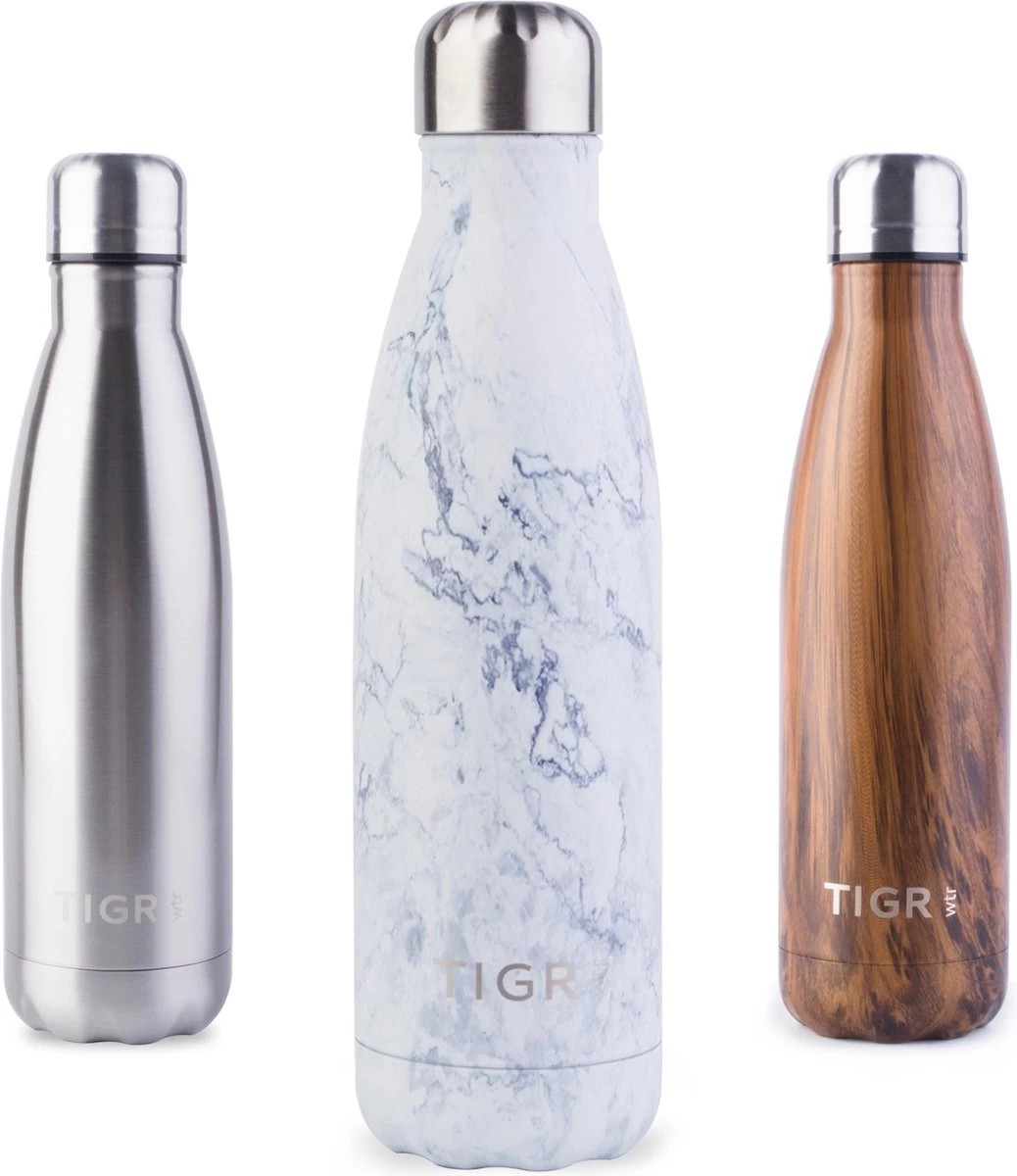 TIGR The Original - Drinkfles - Thermosfles - RVS - 500ml - Marmer - Met Afwasborstel 3 TIGR The Original - Drinkfles - Thermosfles - RVS - 500ml - Marmer - Met Afwasborstel