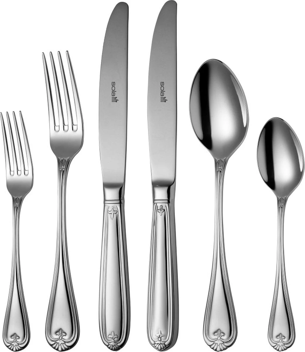 Sola Bestekset Symphony - Klassiek - 6 Persoons - 50 Delig - Zilverwit Edelstaal 18/10 - RVS - Zilver 4 Sola Bestekset Symphony - Klassiek - 6 Persoons - 50 Delig - Zilverwit Edelstaal 18/10 - RVS - Zilver - Afbeelding 2