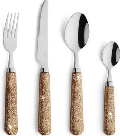 Amefa Mono Glitter Goud - 24 Delige Bestekset In Tube Verpakking - 6 Persoons