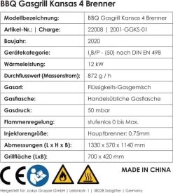Kansas Gasgrill Barbecue - 4 Pits - RVS -Kook Verkoop 1077x1200