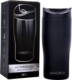 BanGosa® Koffiebeker To Go - Thermosbeker - Reisbeker - Travel Mug - RVS 400ml - Mat Zwart
