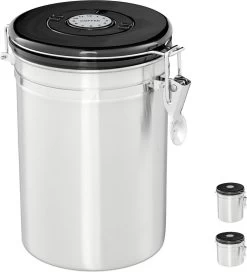 Relaxdays Voorraadbus Koffie - Koffieblik - Luchtdicht - Koffiebus - Zilver - Metaal Groot
