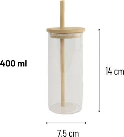 Orange85 Drinkglazen - Met Bamboo Deksel En Rietje - 2 Stuks - 400 Ml - Waterglazen -Kook Verkoop 1089x1200 5