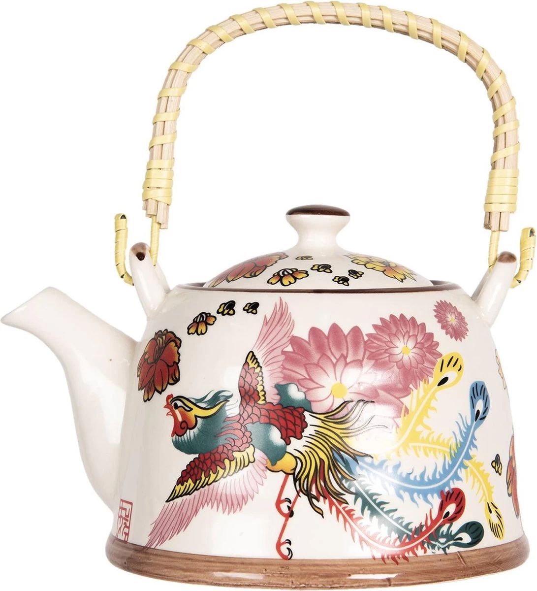 Clayre & Eef Theepot Met Filter 800 Ml Beige Roze Porselein Rond Theekan Cadeau Voor Haar Chinese Theepot 3 Clayre & Eef Theepot Met Filter 800 Ml Beige Roze Porselein Rond Theekan Cadeau Voor Haar Chinese Theepot