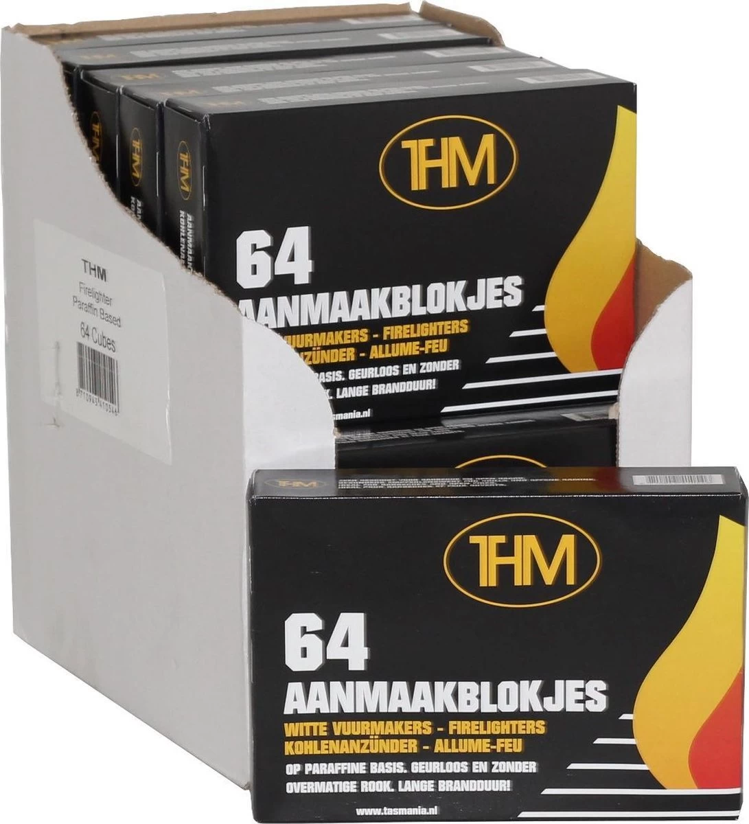 THM Witte Aanmaakblokjes Paraffine 64 Stuks Omdoos 12 Pakjes 3 THM Witte Aanmaakblokjes Paraffine 64 Stuks Omdoos 12 Pakjes