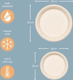 Haago 100 Biologisch Afbreekbare Ronde Borden Set Van Suikerriet, Large (26cm) En Small (18cm) - Milieuvriendelijk En Composteerbaar -Kook Verkoop 1095x1200 1