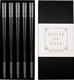 House Of Husk Chopsticks Set - Koreaanse Eetstokjes - Vaatwasserbestendig - RVS - 5 Paar - Lux Zwart