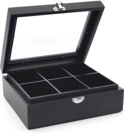 Bredemeijer - Theedoos 6-vaks Venster Bamboe Zwart