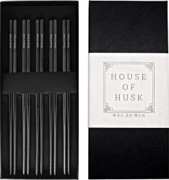 House Of Husk Chopsticks Set - Koreaanse Eetstokjes - Vaatwasserbestendig - RVS - 5 Paar - Zwart