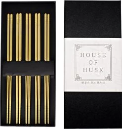 House Of Husk Chopsticks Set - Koreaanse Eetstokjes - Vaatwasserbestendig - RVS - 5 Paar - Goud