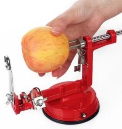 3-In-1 Appelmachine Rood - Appelboor, Appelschiller En Appelsnijder - Fruitsnijder - Groentesnijder - Klokhuis Verwijderaar - Fruitmachine - Keukenapparaat -Kook Verkoop 1134x1200 3