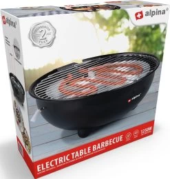 Alpina Elektrische BBQ - Tafel-Barbecue - Geen Rook - Binnen Barbecueën - 1250W - Ø 30 Cm - Zwart -Kook Verkoop 1137x1200 2