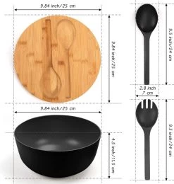 Smart Kitchen Grote Slakom Set Met Bamboe Deksel – Saladeschaal 25cm – Serveerschaal – Fruitschaal – Mengkom – Zwart -Kook Verkoop 1142x1200 5