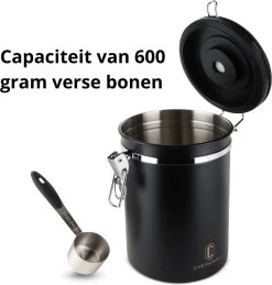 Castagnola Koffie Bewaarbus - Luchtdicht Met CO2 Uitlaat - Voor 600 Gram Koffiebonen - Koffieblik Matzwart Voorraadbussen - Voorraadbus - 1.8L -Kook Verkoop 1145x1200 7