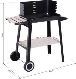 Verrijdbare Barbecue – Houtskool/Briketten - Verstelbare Grillplaat – Houten Tafel – Winscherm – Gewicht 5.9kg -Kook Verkoop 1150x1200 1