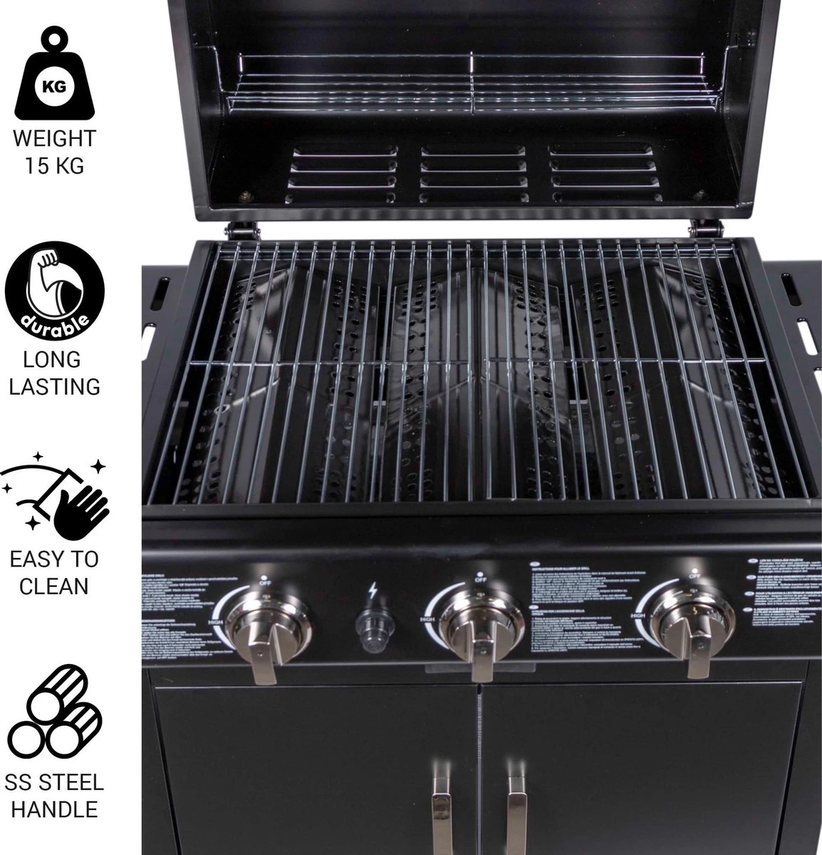 MaxxGarden Gas Barbecue - 3 Branders - Incl. Gratis BBQ Set 9 MaxxGarden Gas Barbecue - 3 Branders - Incl. Gratis BBQ Set - Afbeelding 7
