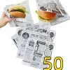 Rainbecom - 50 Stuks - 19 X 17 Cm - Hamburger Zakje Papier - Vetvrij Papier - Papieren Zak Voor Sandwiches - Krant -Kook Verkoop 1157x1200 3