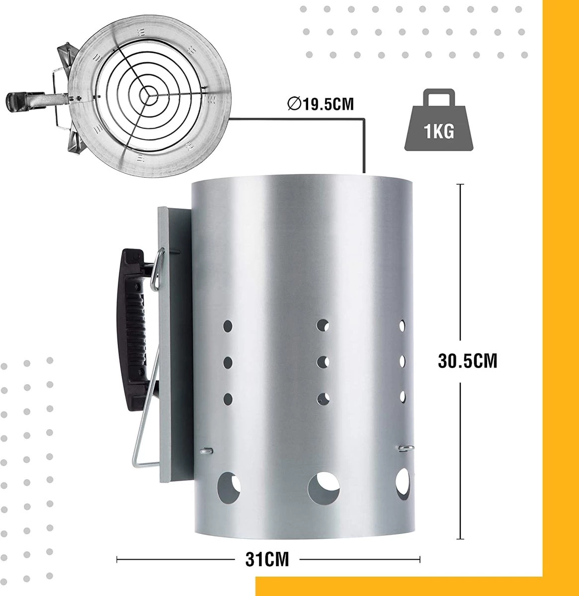 Kolen Starter GROOT - Brikettenstarter Met Veiligheidshandgreep - Snelstarter Voor Barbecue - BBQ Houtskool Starter 8 Kolen Starter GROOT - Brikettenstarter Met Veiligheidshandgreep - Snelstarter Voor Barbecue - BBQ Houtskool Starter - Afbeelding 6
