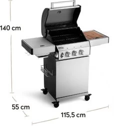 Burnhard Gas BBQ FRED JR. Deluxe - 2 Branders - Incl. Keramische Infraroodbrander & Afdekhoes - Deluxe -Kook Verkoop 1170x1200 1