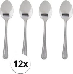 Merkloos 12x Stuks Sierlijke Grote Dessertlepeltjes - Bestek - 15 Cm Van RVS