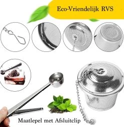 TeaLux 5-Delig RVS Theefilters Set Met Maatlepel En Lekbakjes En Knijper - Theezeef Voor Losse Thee En Kruiden - Tea InfuserStrainer Giftset - Verse Thee FilterZeef Cadeau Pakket - Kruidenbuiltje Ei Met Onderzetters - Geschenkset -Kook Verkoop 1175x1200 1