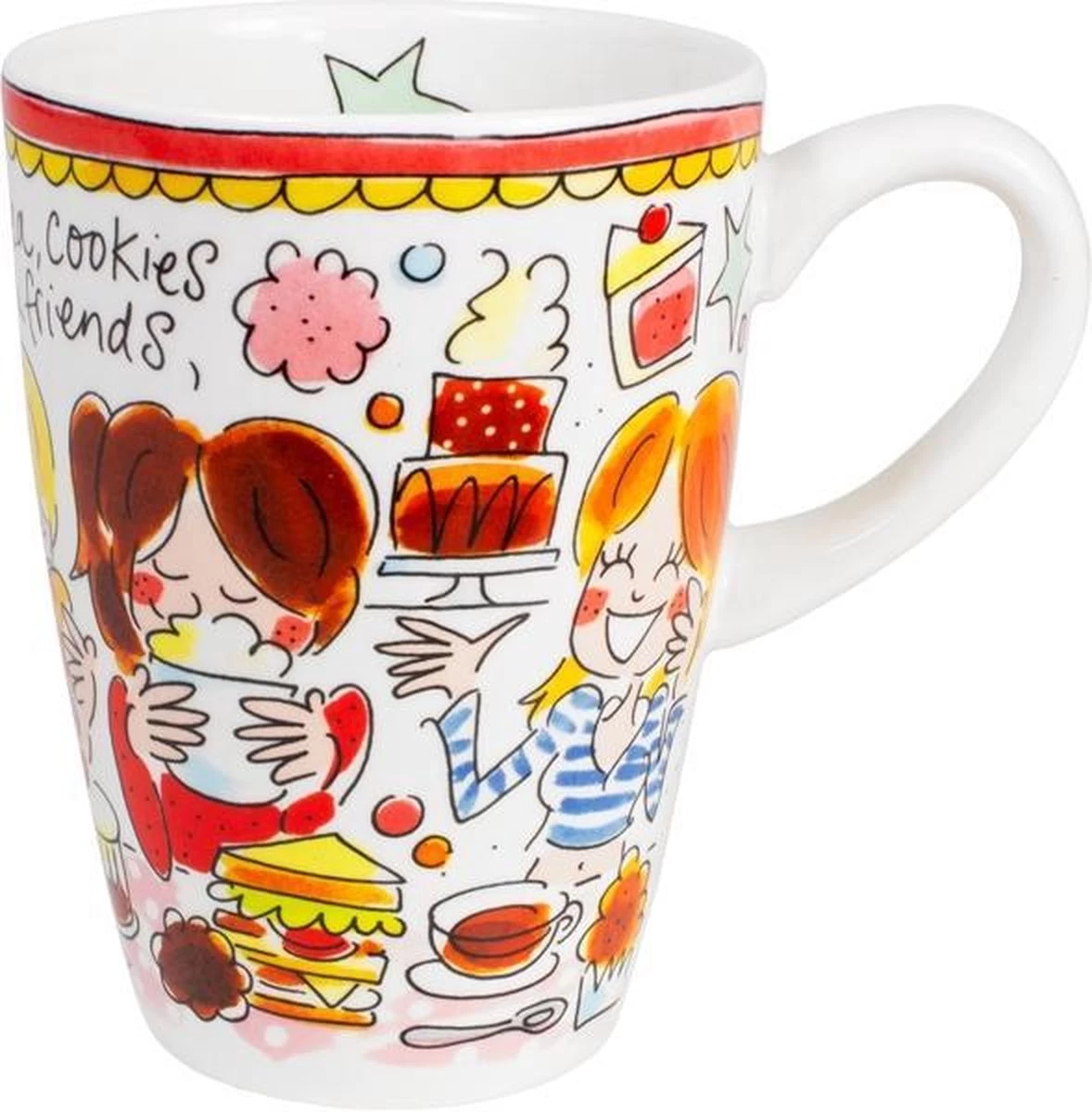 Blond Amsterdam Even Bijkletsen Beker XL 500 Ml - Rode Rand 3 Blond Amsterdam Even Bijkletsen Beker XL 500 Ml - Rode Rand