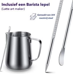 Qualitá® Melkkan Met Art Pen - Barista Melkkannetje - 350 ML - Melkopschuimkannen -Kook Verkoop 1186x1200 4