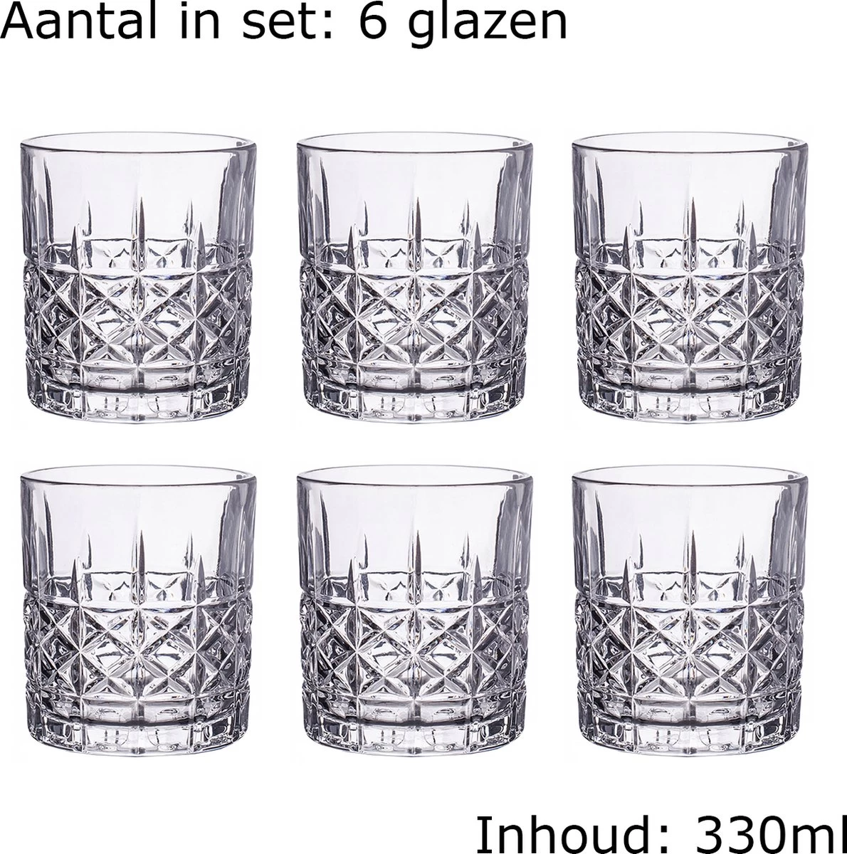 Luxe Drinkglazen - Whiskey Glazen - Cocktail Glazen - Cocktailglazen - Waterglazen - 330ML - 6 Stuks 6 Luxe Drinkglazen - Whiskey Glazen - Cocktail Glazen - Cocktailglazen - Waterglazen - 330ML - 6 Stuks - Afbeelding 4