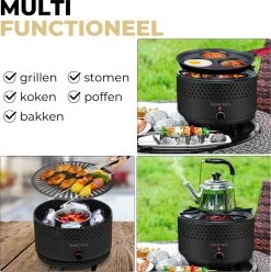 Ozocozy BBQ-ONE Houtskool Tafelbarbecue - Ø30 Cm- Zwart - Incl. Draagtas, Siliconen Bakkwast En RVS-Barbecuetang -Kook Verkoop 1193x1200 2