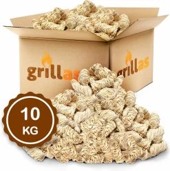 Aanmaakkrullen Voor BBQ Of Kachel | 10kg ECO FSC Gecertificeerd Aanmaakhout Barbecue - Biologisch En Duurzaam Aanmaakwokkels - Houtwol Wokkels - Barbeque Aansteker - Aanmaakblokjes - Accessoires - Ongeveer 800krullen -Kook Verkoop 1195x1200