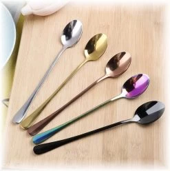 Fako Bijoux® - 6 Lange Lepels - Latte Macchiato - Longdrink - Cocktail - Dessert - IJs - Koffie - Goud - 6 Stuks - Bewaarzakje -Kook Verkoop 1196x1200 20