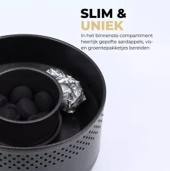 Ozocozy BBQ-ONE Houtskool Tafelbarbecue - Ø30 Cm- Zwart - Incl. Draagtas, Siliconen Bakkwast En RVS-Barbecuetang -Kook Verkoop 1197x1200 3