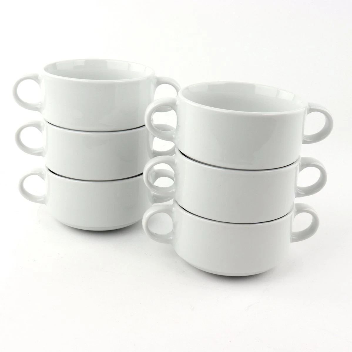 Orange85 Soepkommen - Met Oor - Set Van 6 - Wit - Rond - Met Houder 6 Orange85 Soepkommen - Met Oor - Set Van 6 - Wit - Rond - Met Houder - Afbeelding 4