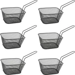 Merkloos 6x Stuks Zwarte Patat/snack Serveermandjes/frietmandjes 14 Cm - Tafeldecoratie - Patat/snack Serveren In Een Mandje