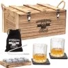 Whiskey Set - Incl. 2 Whiskey Glazen, 8 Whiskey Stones, 2 Onderzetters, Fluwelen Opbergzak, Opbergbox - Whisky Geschenkdoos - Glas - Herbruikbare IJsblokjes - Whiskey Stenen Voor Glazen - Peaky Blinders - Cadeau Voor Man & Vrouw -Kook Verkoop 1198x1200 32
