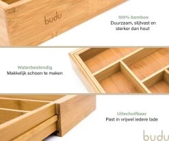 Budu Uitschuifbare Bamboe Bestekbak #47 (47 Cm Diep) - Bestekcassette Hout - Besteklade - 47 X 30,6 - 50 Cm - 6/8 Vakken -Kook Verkoop 1200x1000 4