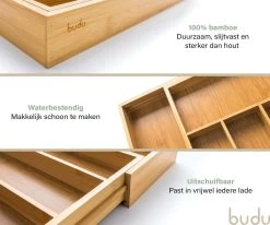 Budu Uitschuifbare Bamboe Bestekbak #38 (38 Cm Diep) - Bestekcassette Hout - Besteklade - 38 X 29,5 - 47,8 Cm - 5/7 Vakken -Kook Verkoop 1200x1000 5