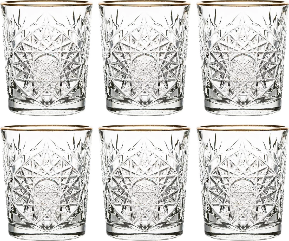 Libbey Hobstar Drinkglas Gold – 355 Ml / 35,5 Cl - 6 Stuks - Vintage Design - Hoge Kwaliteit - Gouden Rand 3 Libbey Hobstar Drinkglas Gold – 355 Ml / 35,5 Cl - 6 Stuks - Vintage Design - Hoge Kwaliteit - Gouden Rand