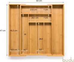 Budu Uitschuifbare Bamboe Bestekbak #47 (47 Cm Diep) - Bestekcassette Hout - Besteklade - 47 X 30,6 - 50 Cm - 6/8 Vakken -Kook Verkoop 1200x1005 5