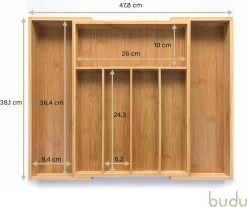 Budu Uitschuifbare Bamboe Bestekbak #38 (38 Cm Diep) - Bestekcassette Hout - Besteklade - 38 X 29,5 - 47,8 Cm - 5/7 Vakken -Kook Verkoop 1200x1005 6