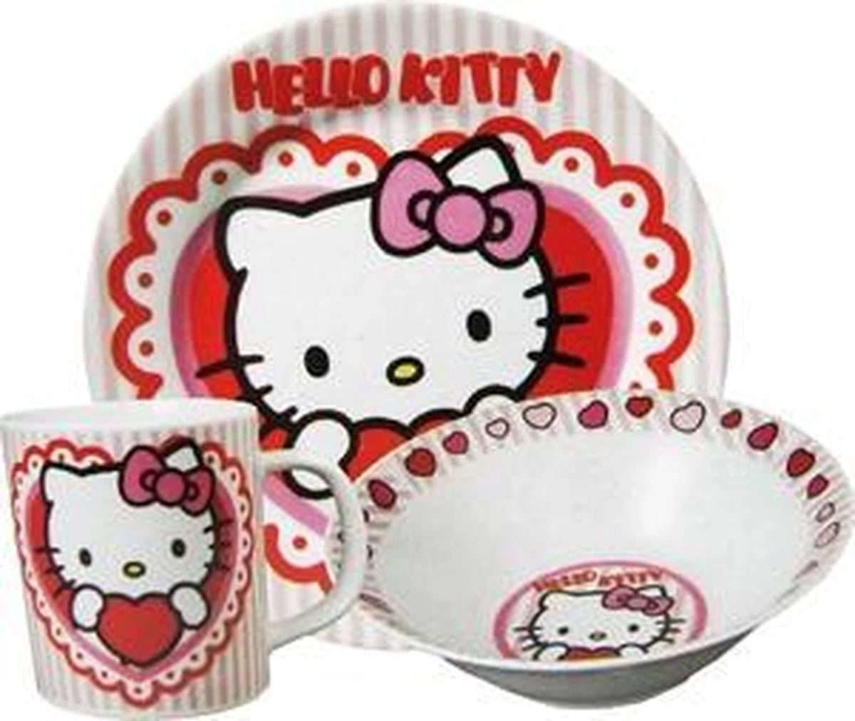 SANRIO Ontbijtset Hello Kitty Hart Porselein 3 SANRIO Ontbijtset Hello Kitty Hart Porselein