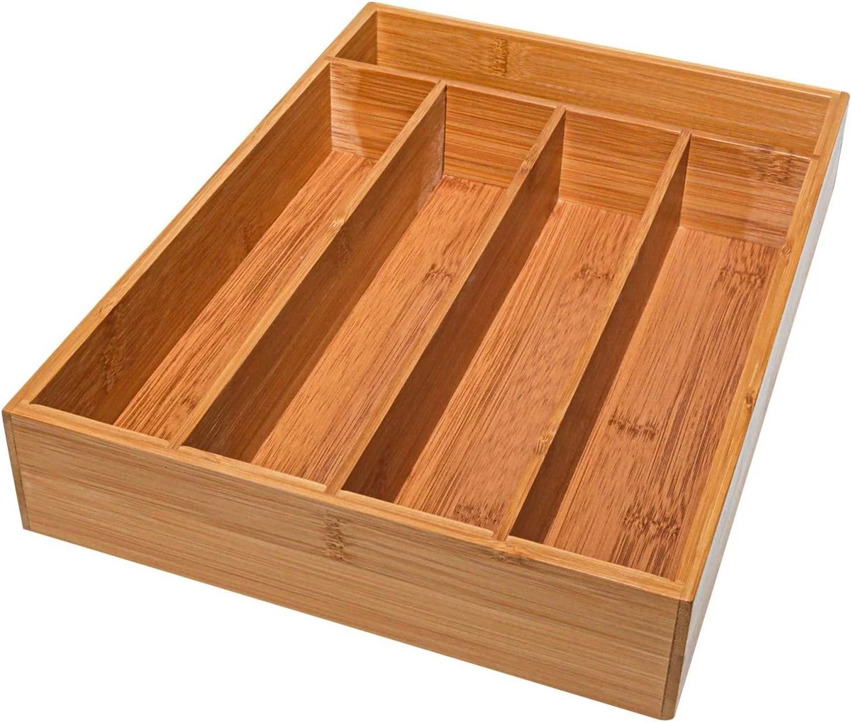 Merkloos Bamboehouten Bestekbak - 5 Compartimenten - 25 X 35 X 6 Cm. - Organizer - 5 Vaks 3 Merkloos Bamboehouten Bestekbak - 5 Compartimenten - 25 X 35 X 6 Cm. - Organizer - 5 Vaks
