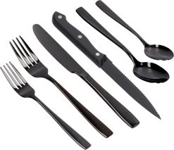 Deleca 6 Persoons Bestekset (36-delig) - Lepels, Messen, Vorken & Steakmessen - Vaatwasserbestendig - Zwart / RVS -Kook Verkoop 1200x1036 5