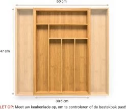 Budu Uitschuifbare Bamboe Bestekbak #47 (47 Cm Diep) - Bestekcassette Hout - Besteklade - 47 X 30,6 - 50 Cm - 6/8 Vakken -Kook Verkoop 1200x1041 5