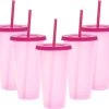 Herbruikbare Bekers Met Rietje En Deksel Van Plastic – Starbucks Design – Drinkbekers Met Rietje – Kleur Veranderende Beker – 5 Pack
