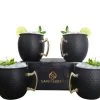 Moscow Mule Bekers Premium – Cocktail Glazen - Cocktail Set – Koperen Beker Set 4x Zwart - Luxe Giftset Cadeau