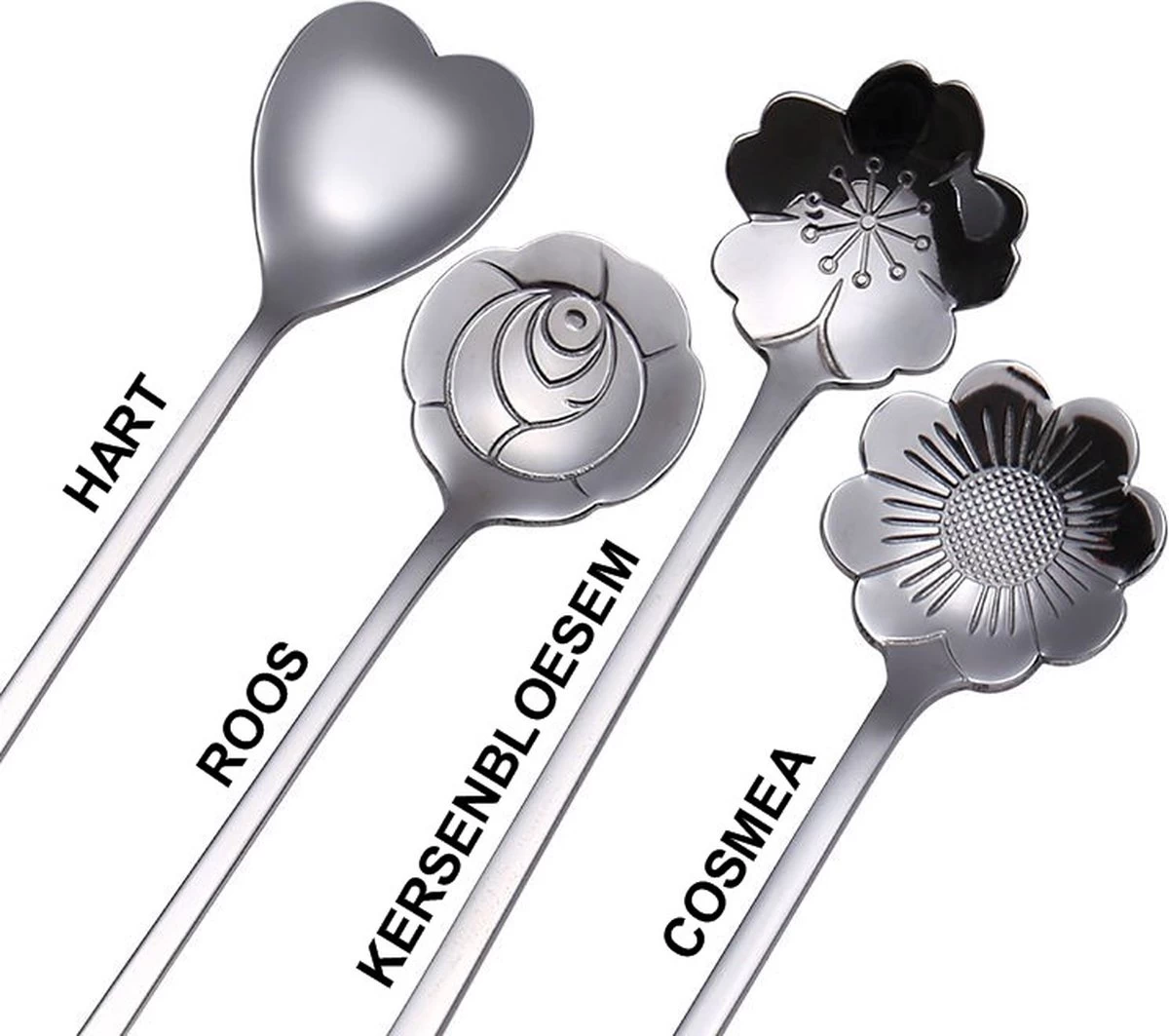 Fako Bijoux® - 4 Lange Lepels Bloem Motief - Latte Macchiato - Longdrink - Cocktail - Dessert - IJs - Koffie - Goud - 4 Stuks - Bewaarzakje 5 Fako Bijoux® - 4 Lange Lepels Bloem Motief - Latte Macchiato - Longdrink - Cocktail - Dessert - IJs - Koffie - Goud - 4 Stuks - Bewaarzakje - Afbeelding 3