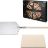 Navaris Pizzasteen XL Voor Oven En Barbecue - Rechthoekige Pizzaplaat 38 X 30 Cm - Inclusief Pizzaschep Met Extra Lang Handvat En Receptenboek -Kook Verkoop 1200x1087