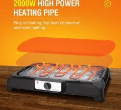 Aigostar Lava 30LDQ - Elektrische Grill - BBQ - Tafel Barbecue - Grilloppervlakte 41 X 24 Cm - 2000 Watt -Kook Verkoop 1200x1087 2